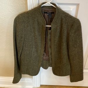Zara Basic Dark Green Tweed Jacket - Sz M